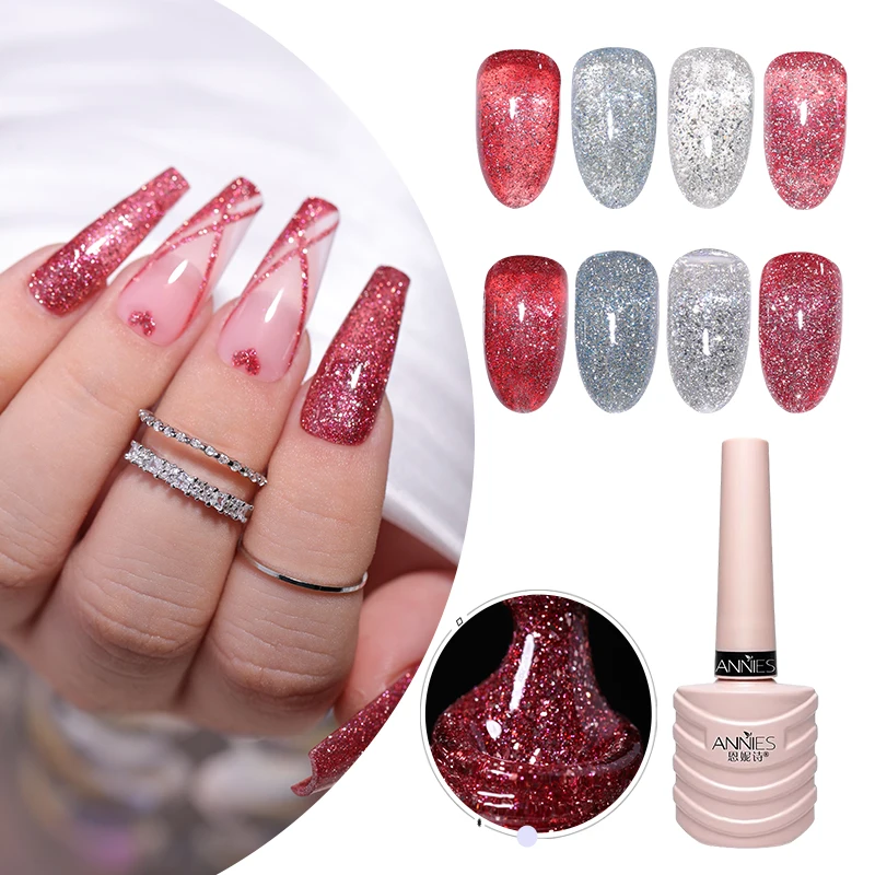 4 Colors 10ml Glitter Soak off Platinum UV Led Gel Galaxy Glitter Gel Polish Soak off Platinum Glitter Gel Polish Nail Art