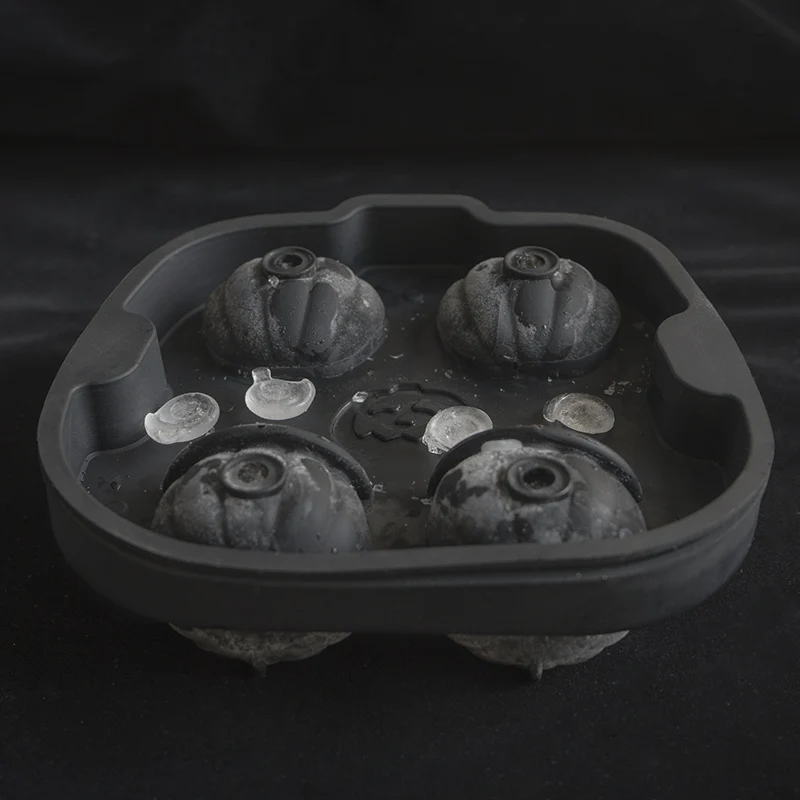 3D Halloween Horror Skull Pumpkin Silicone Mold Ice Cube Tray With Lid