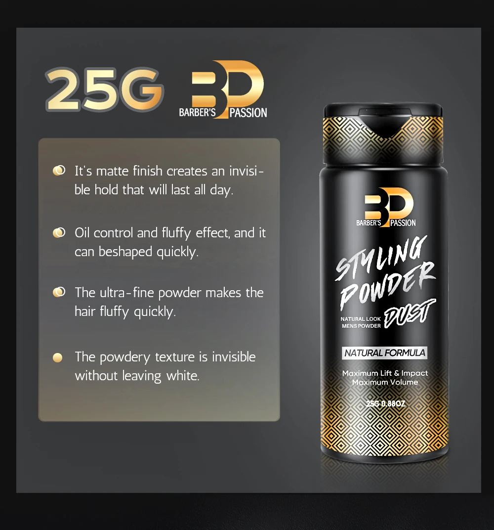 Customize Scent Long Lasting Matte Finish Styling Lift Hair Volume Powder Spray For Men