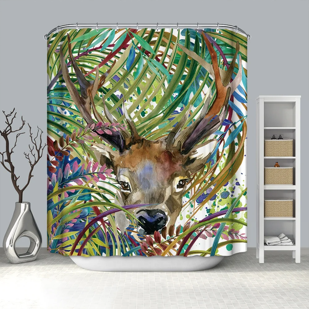 custom design fabric personalized waterproof african animal  theme shower curtain