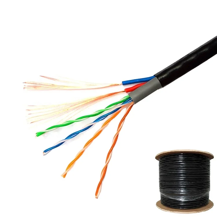 Network Cable with Power  Figue 8 type UTP FTP Cat5e Cat6 +2C Power Cable for CCTV Camera Cabling
