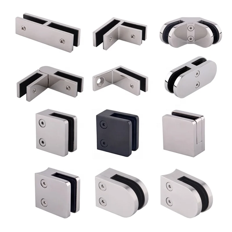 Round Square Silver Stainless Steel Clamp Bracket Supports Glass Clamps 6-12mm Thick