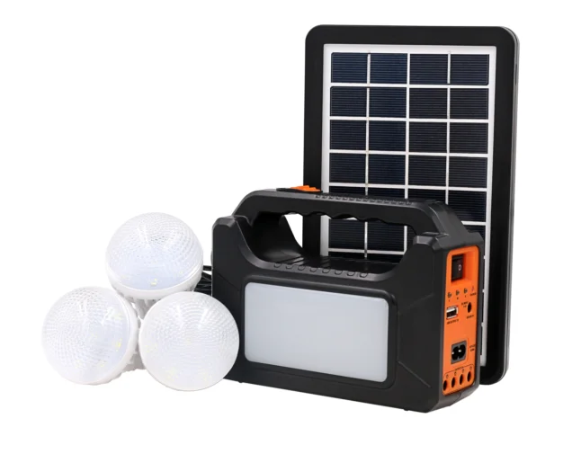Fashion design rechargeable sun power generator portable solar power lighting system with battery inside and solar panel bulbs