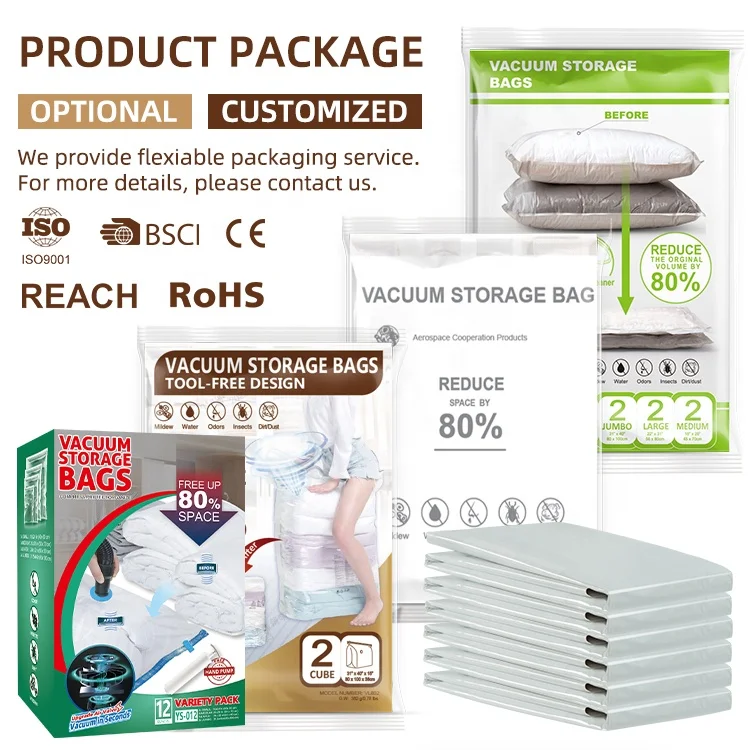 PA+PE vacuum storage bag for space saving storage bags for clothes organizer flat vacuum compression bags