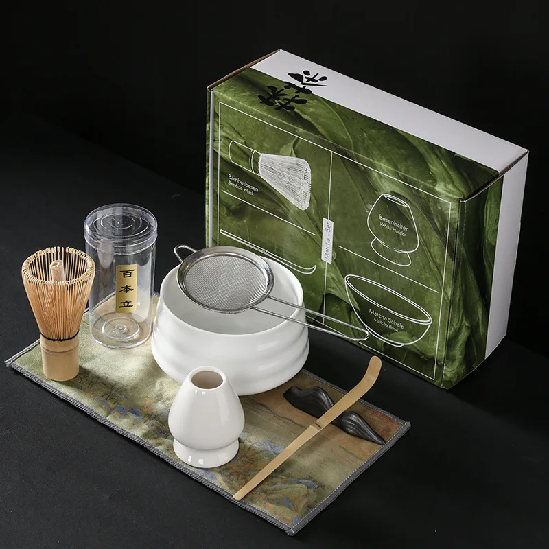Wholesale Ceremonial Japanese Tea Tool Matcha Whisk Set Customized Matcha Set Gift Box With Metal Spoon,Bamboo Whisk