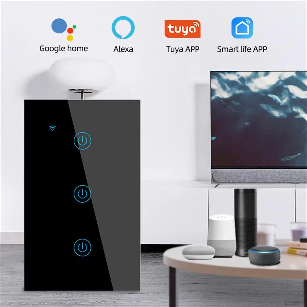 RSH Tuya ZigBee Touch Panel Light Switch 1/2/3/4 Gang Voice Control Smart Home Wall Switches