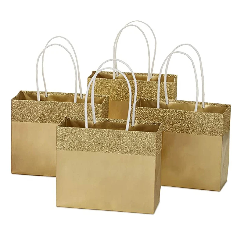 Festive Gifts Packing Brown Custom Logo Shopping Bag Paper With Handle