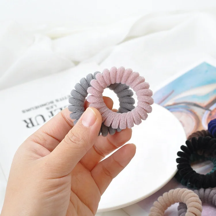 Girl Woman Knit Telephone Wire Elastic Hair Bands Rubber Band  Hair Rope Screw-type Shape Hair Ties Headwear