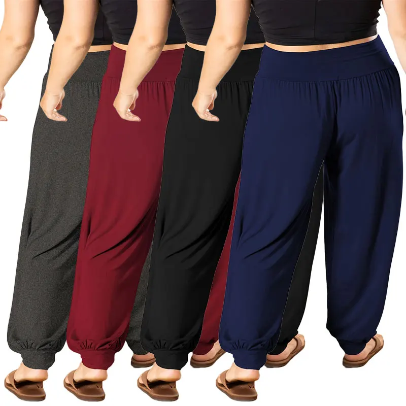 Wholesale Hot Selling Fashion Summer Cotton Pant Plus Size High Waist Harem Genie Aladdin Yoga Loose Pants