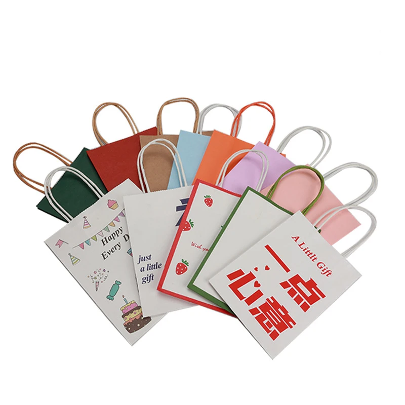 custom MOQ100 with color logo paper twist handle Kraft Carrier Bag