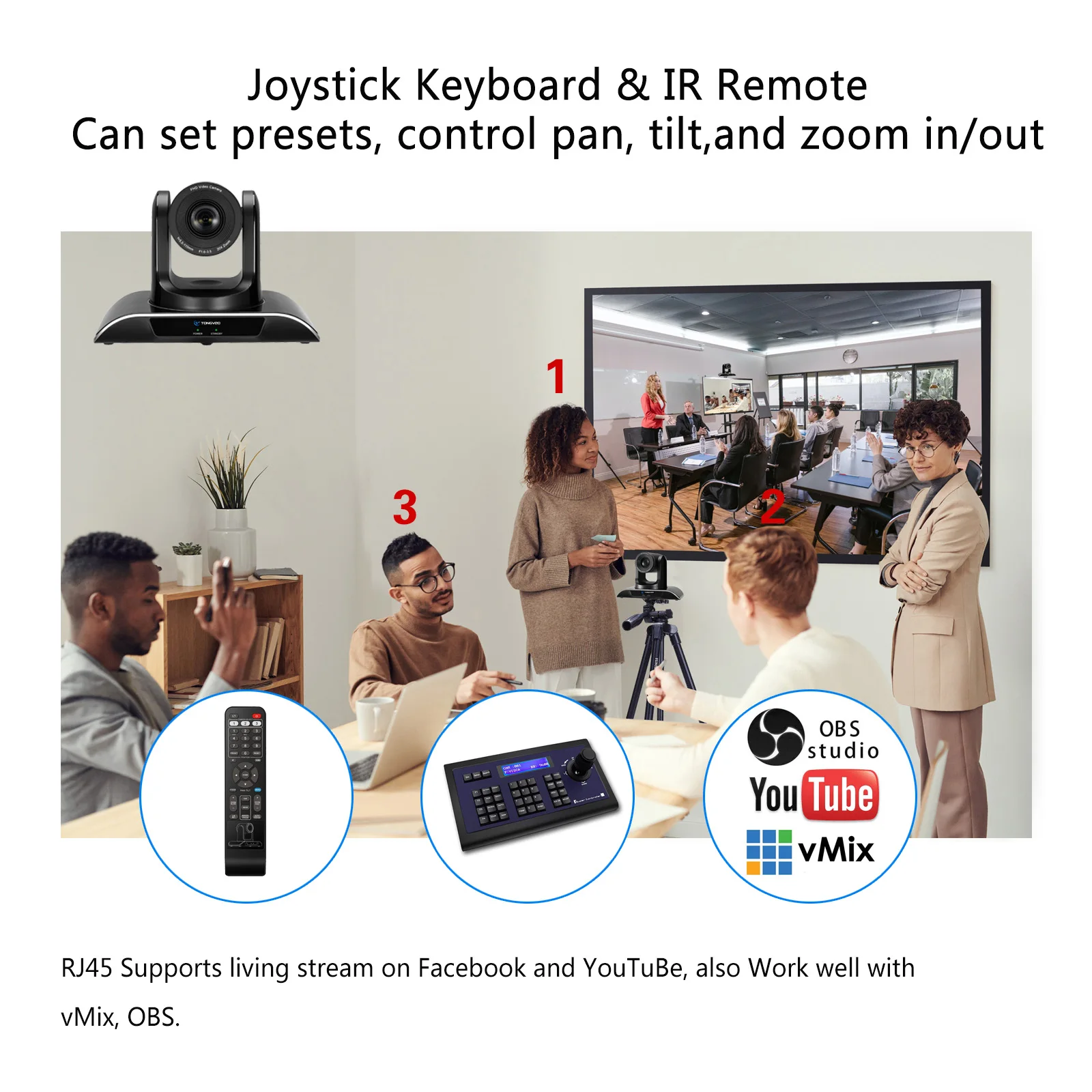 1080p HDM1 USB3.0 Camera 3X Optical Zoom Video Conference camera church live streaming