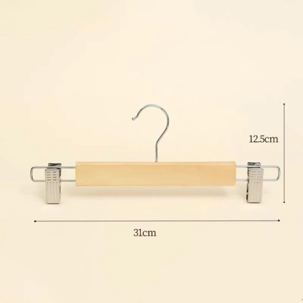 Wood Skirt Hanger with 2-Adjustable Clips Anti-Rust Hook