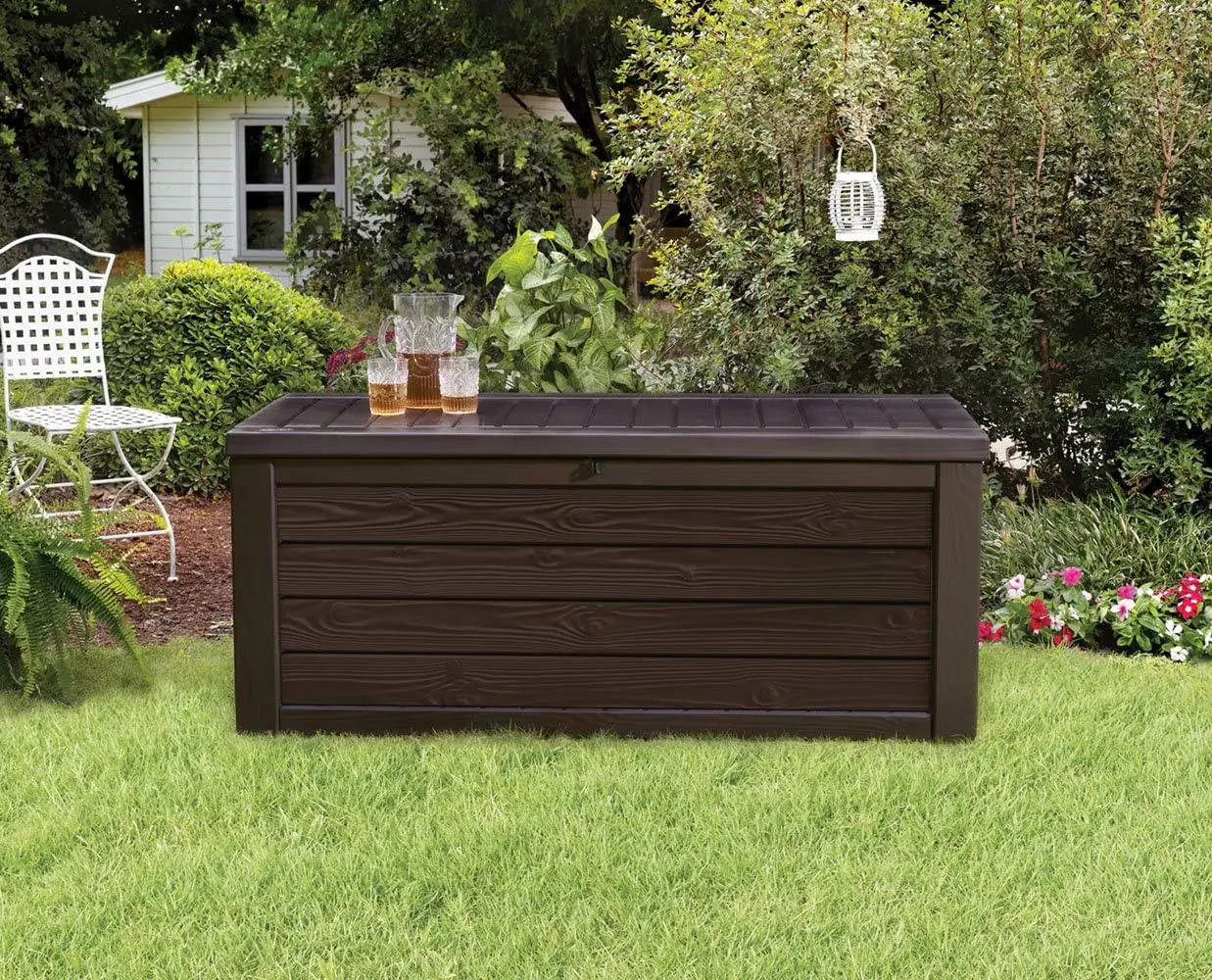 Large Wooden Deck Box Organization Storage for Patio Furniture