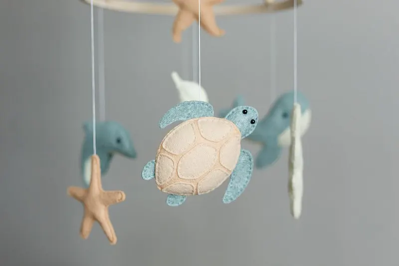 Ocean felt baby mobile turtle dolphin whale baby crib mobile