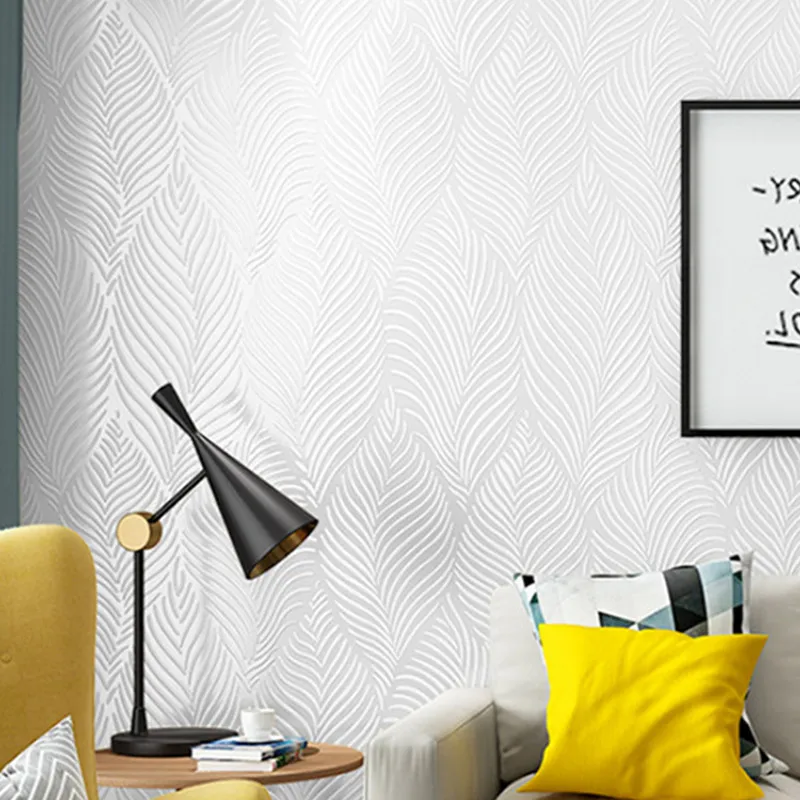 Factory Price 3D Wall Panels Textured Solid Color Modern Minimalist Feather Wallpaper For Living Room Bathroom