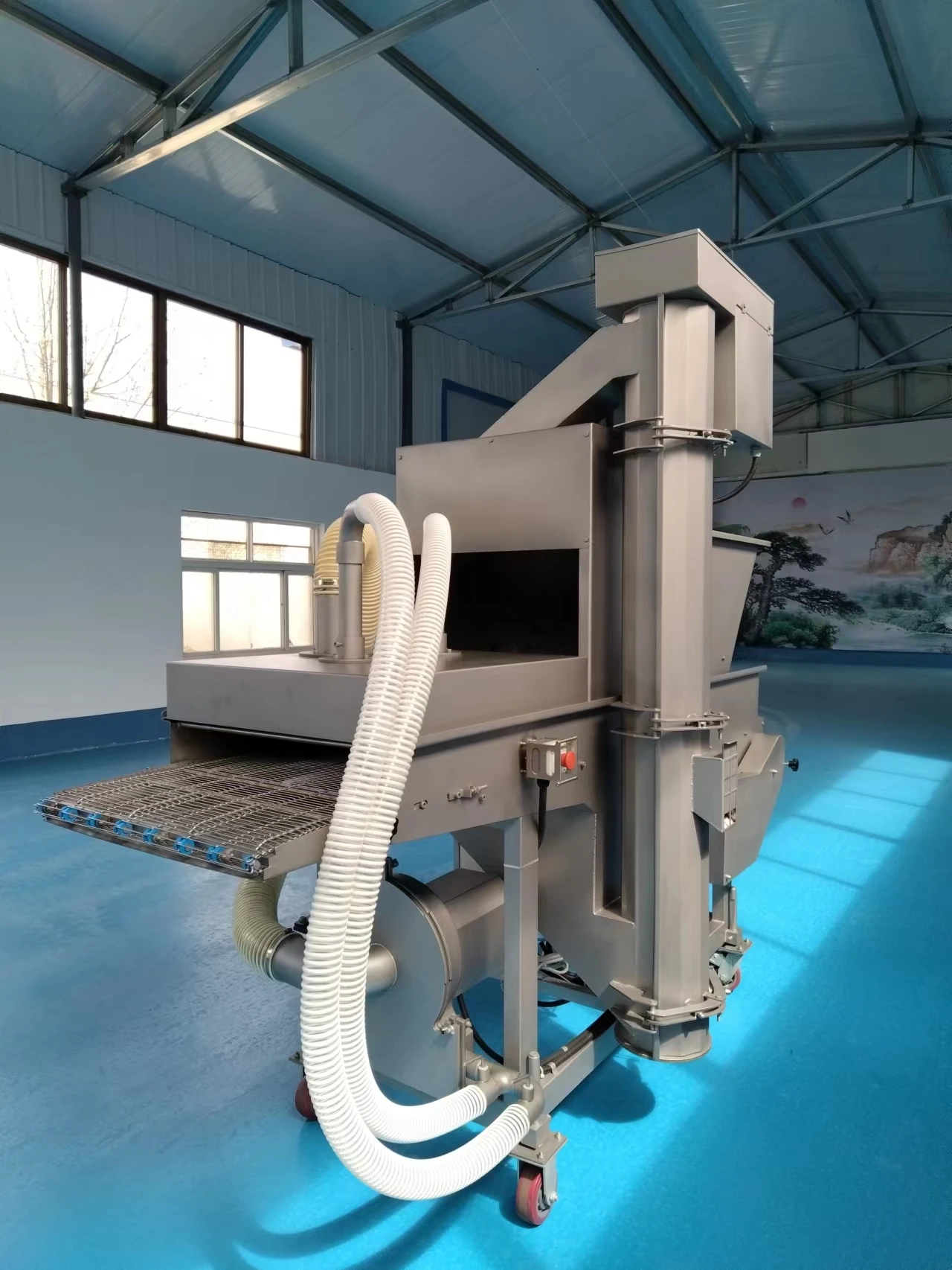 Fully Automatic Breading Machine for Chicken and Fish Fillets Stainless Steel Dried Bread Crumb Loading