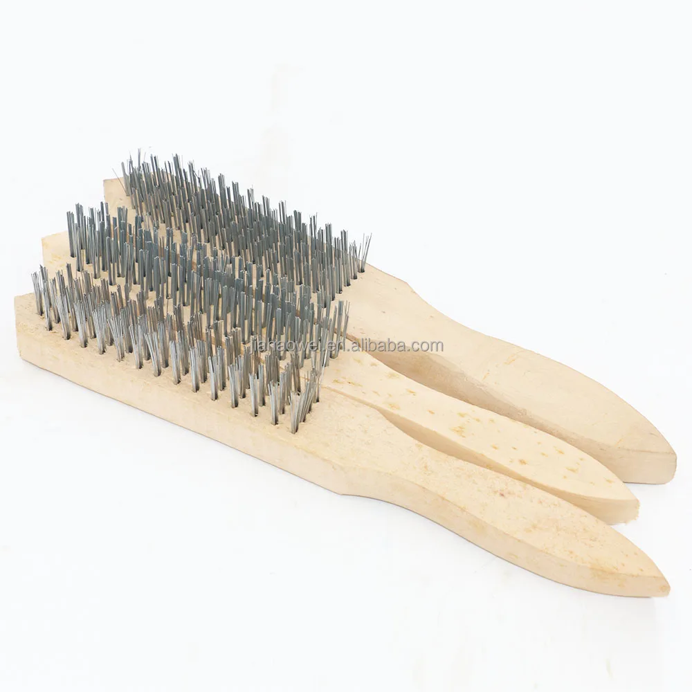 Machine cleaning wooden long handle stainless steel wire brush