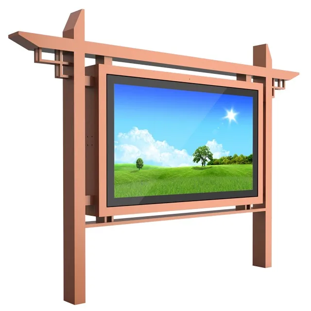 Outdoor Waterproof Digital Signage 47 Inch Dual Touch Screen Kiosk with Scrolling Light Box