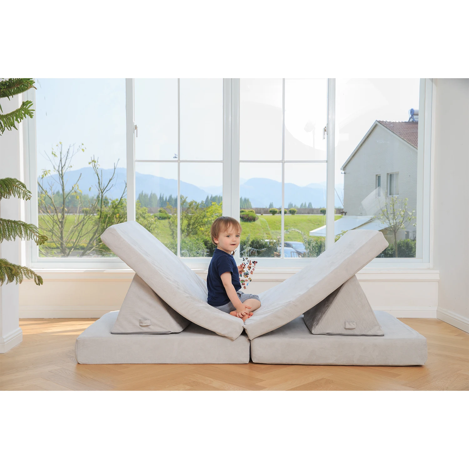 Amazon Newly Foldable Mattress Change Shape Children Play Couch With 8 Pieces Foam Block Living Room Sofa