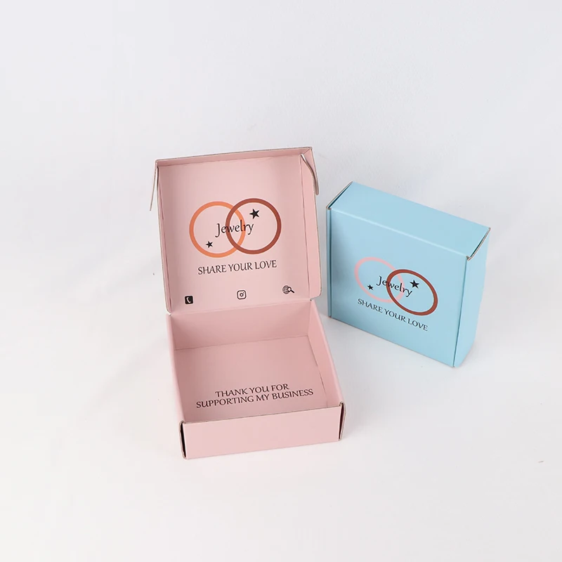 custom logo square small mailer box mailing shipping corrugated cardboard gift box for jewelry