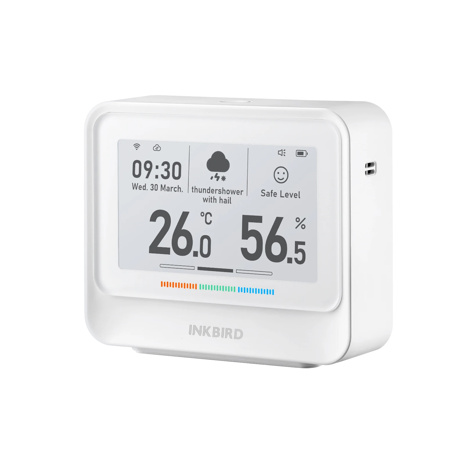 INKBIRD IBS-TH5 WiFi 8-in-1 Indoor Temperature and Humidity Monitor Home Weather Station Electronic Ink Display