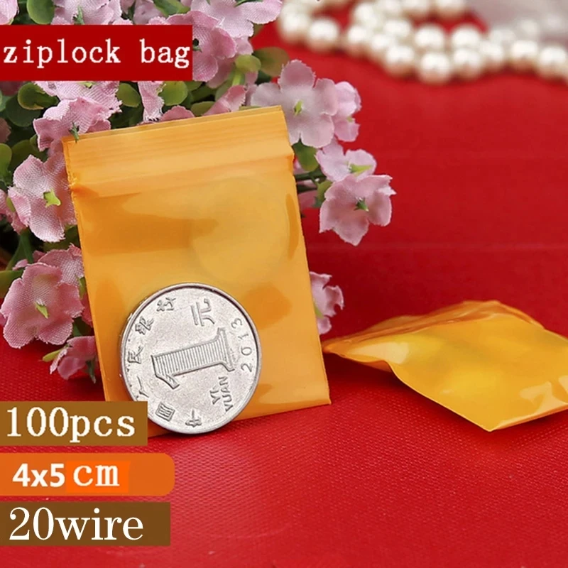 100Pcs/Lot 4x5cm Lock Bag Transparent Plastic Zipper Print Bag Food Storage Jewelry Packaging Pouch Mini Zip Organizer Pocket