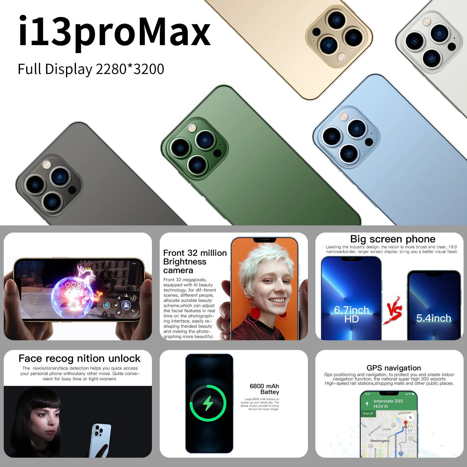 moblie phones i13 pro max clone telefono i13 pro max phone accesories phones mobile android smartphone x20 pro phone