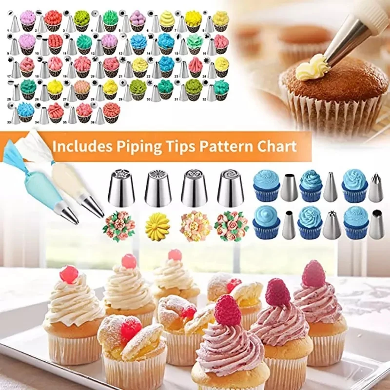 Wholesale 236PCS Turntable Icing Nozzle Icing Piping Tips Pastry Fondant Baking Equipment Tools Steel Accessories Cake Set 1.6kg