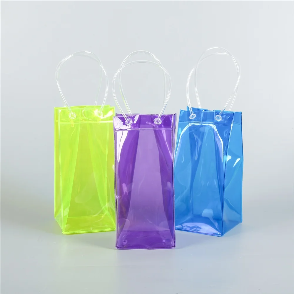 Wholesale Customized Clear Transparent Color Vinyl PVC Wine Bag for Wine Bottles