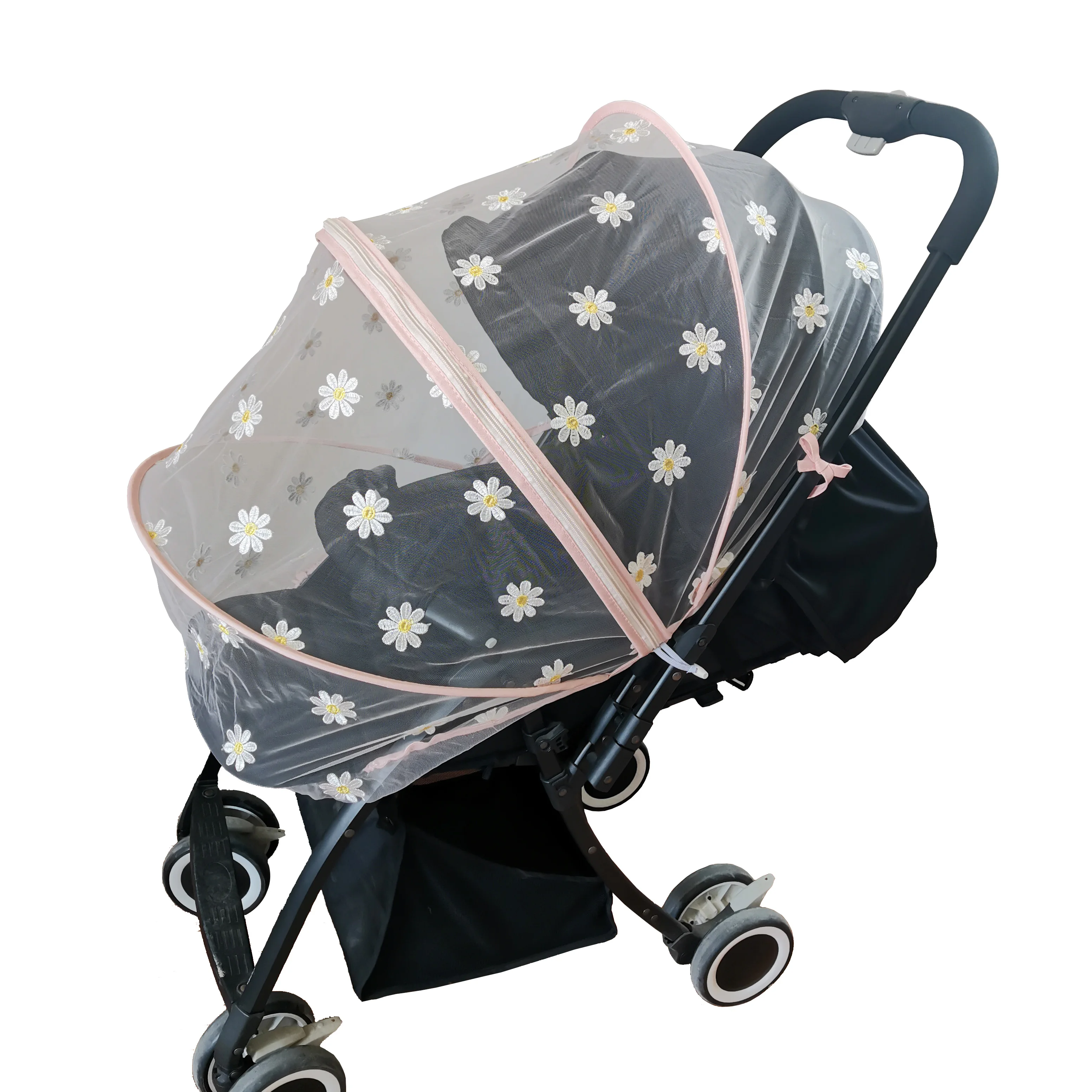 Baby Stroller Daisy Mosquito Net Full Cover Stretchable Mesh Stroller Cover folding baby Breathable Mosquito Net