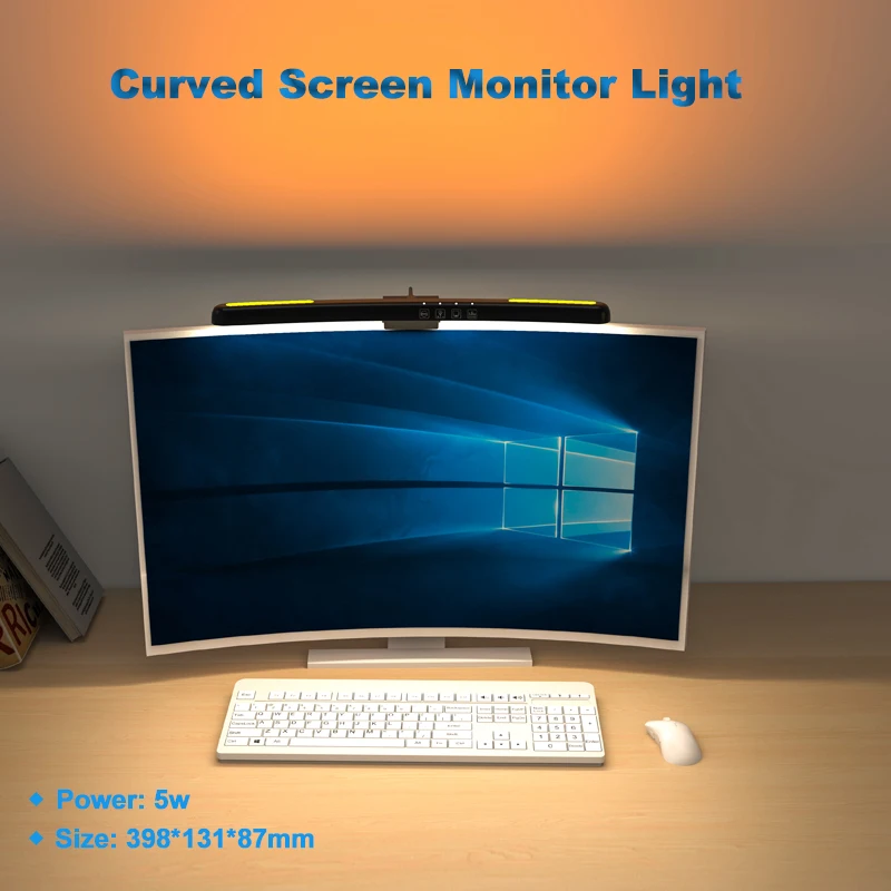 Curved Screenbar Monitor Light 3-Mode 7 Color Backlight Office Gaming Computer Lamp Desktop Led Screen Bar Hanging Light