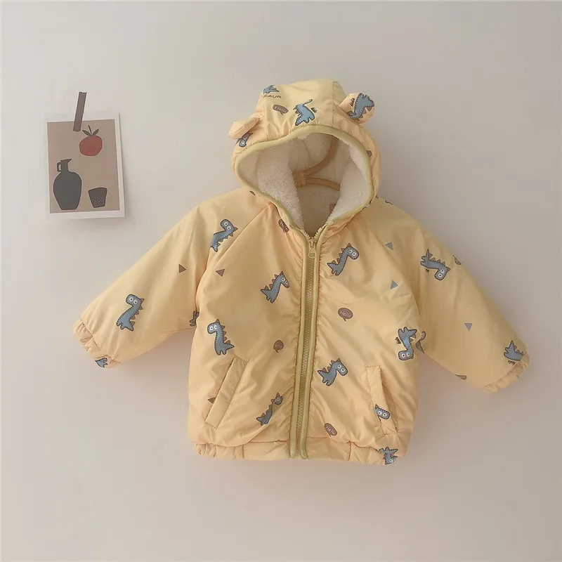 
Winter unisex baby cotton-padded clothes Korean baby plus velvet thick infants warmth jacket 