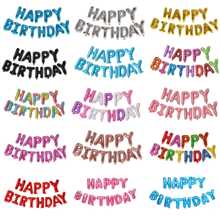 16 Inch Happy Birthday Letter Balloon Set birthday party decoration baby feast birthday letter aluminum foil balloon wholesale