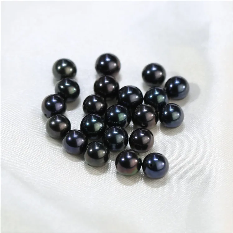FEIRUN Perfect Round 8mm  Loose AA+ Quality black Round half hole Freshwater Pearl