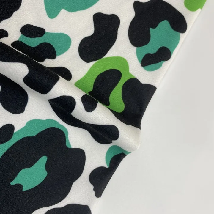 2022 New Arrival Hot Sale Wholesale Green Cow Digital Printing Polyester Fabric for Clothes