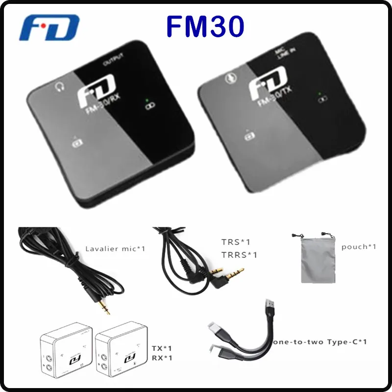 Feidu FD FM30 2.4Ghz Wireless Lavalier Microphone System Transmitter Receiver distance 80 meter with sound card
