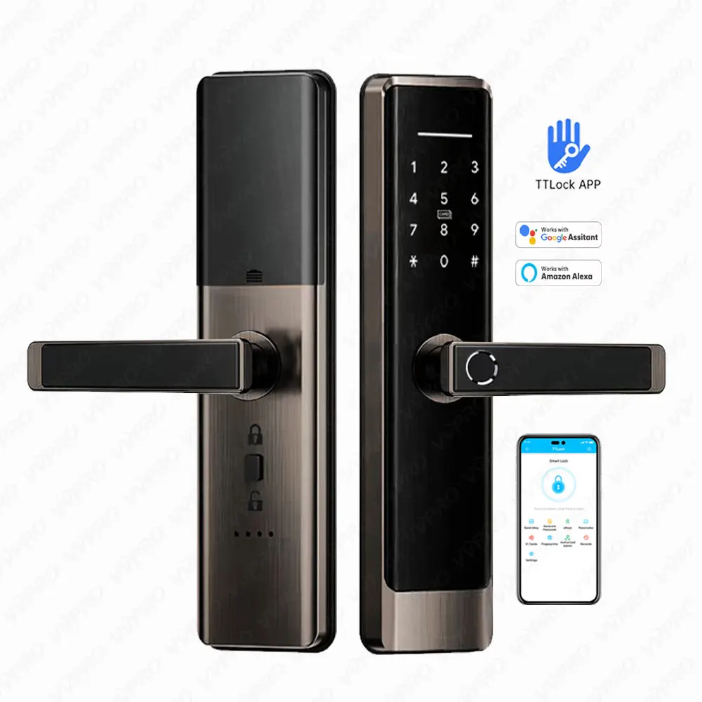 Factory wholesale High Security Electric Digital Fingerprint Smart Door Lock Tuya APP TTLOCK Wifi Lock