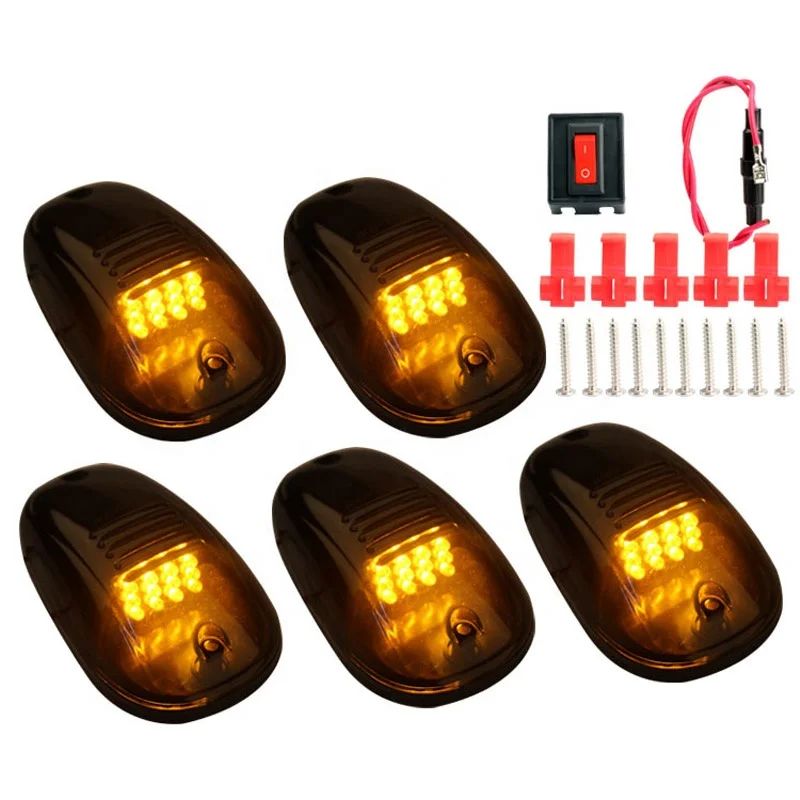 For Ford F150 Assembly Black Smoke Lens Marker Running Lamps Compatible Pickup Trucks Amber LED Cab Roof Top Clearance Light