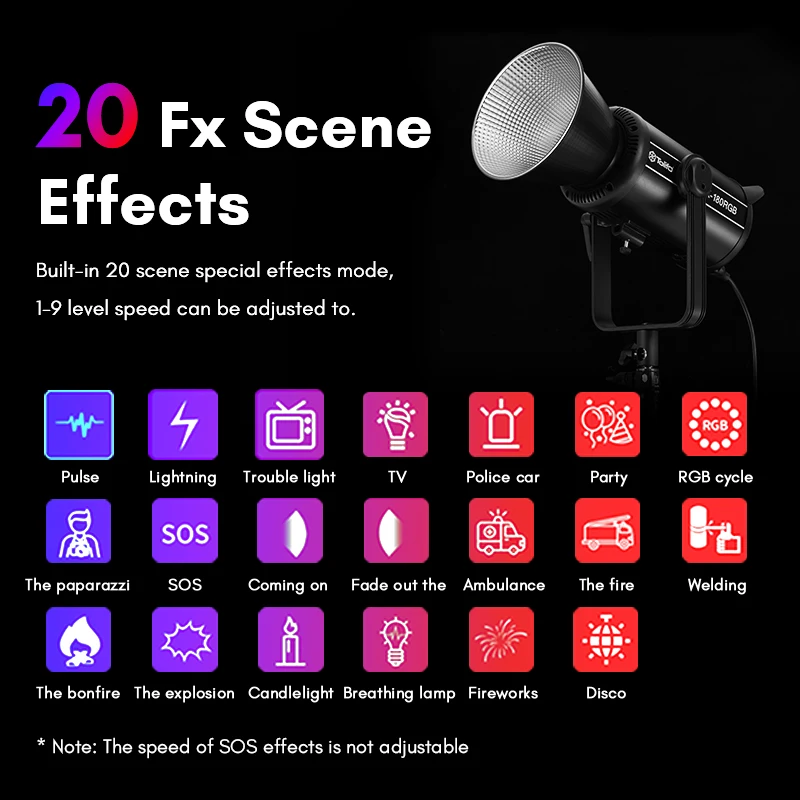 Tolifo X-180RGB 180W 2700-6500K RGB Led Video Light Continuous Output With Bowens Mount APP Control PK 150W Studio Light