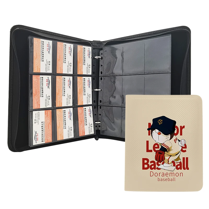 ModernQiu 9-Pocket Card Binder PU Leather Card Album with 3 Rings for Business or Animate/Game Card Collection