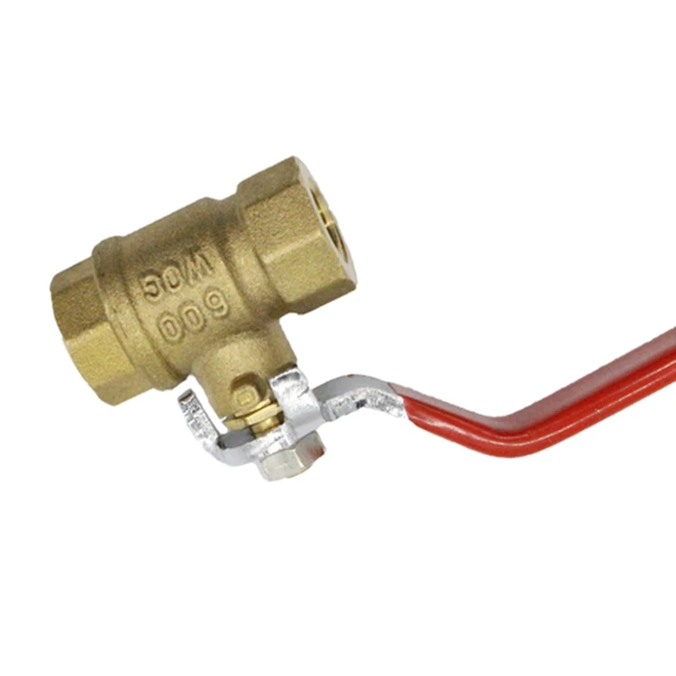 Brass Ball Valve DN20 PN25 Forged Brass Ball Valve Red Handle 1/2 Inch Nickel Plated