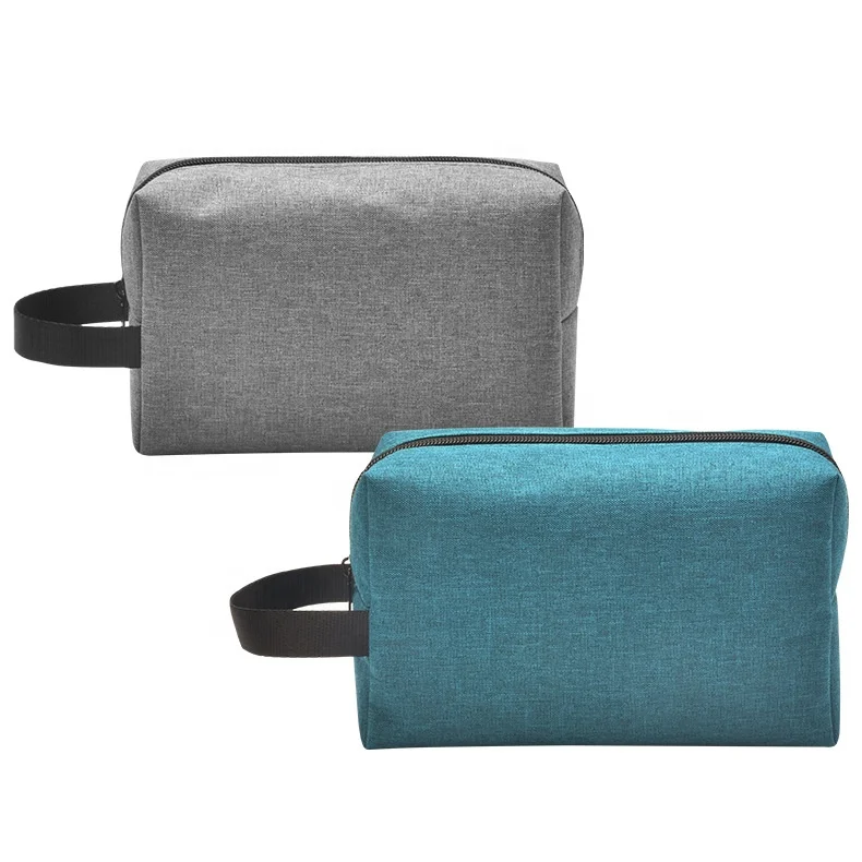 Alibaba Supplier Wholesale Canvas Cosmetic Bag with Zipper and Hook Navy Plain Fabric Make Pp Bag