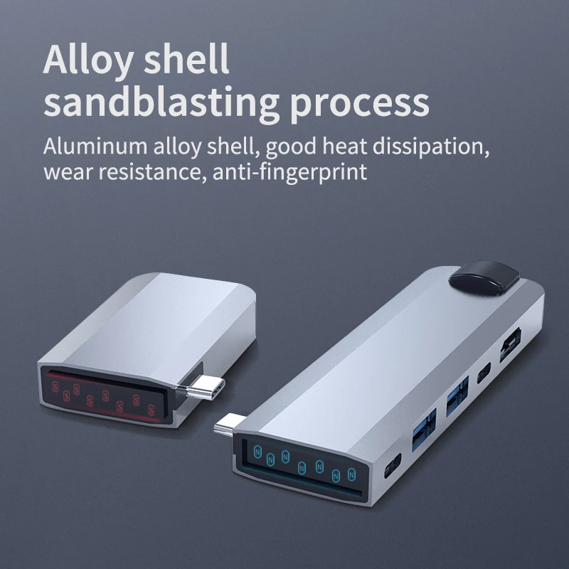 Ethernet adapter 100W magnetic baynoet groove design 9 in 1 USB c hub splicing docking station for