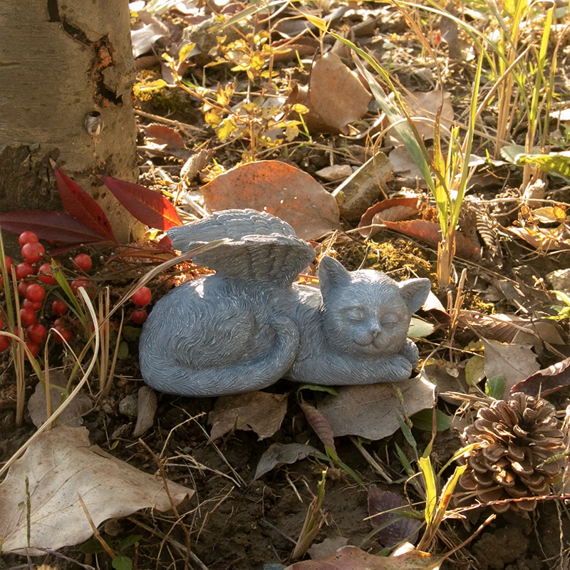 wholesale polyresin tombstone ornaments for cat angel statue monument pet memorial stone Pet Small angel monuments