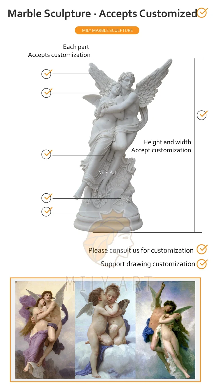 Marble Psyche Cupid Statue