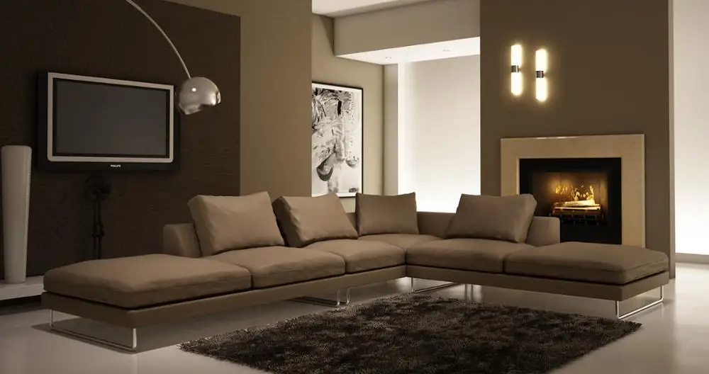 Living Room Italian Modern Sofas Black Leather Corner Couch Sofa Set L Shaped Sectional Sofa