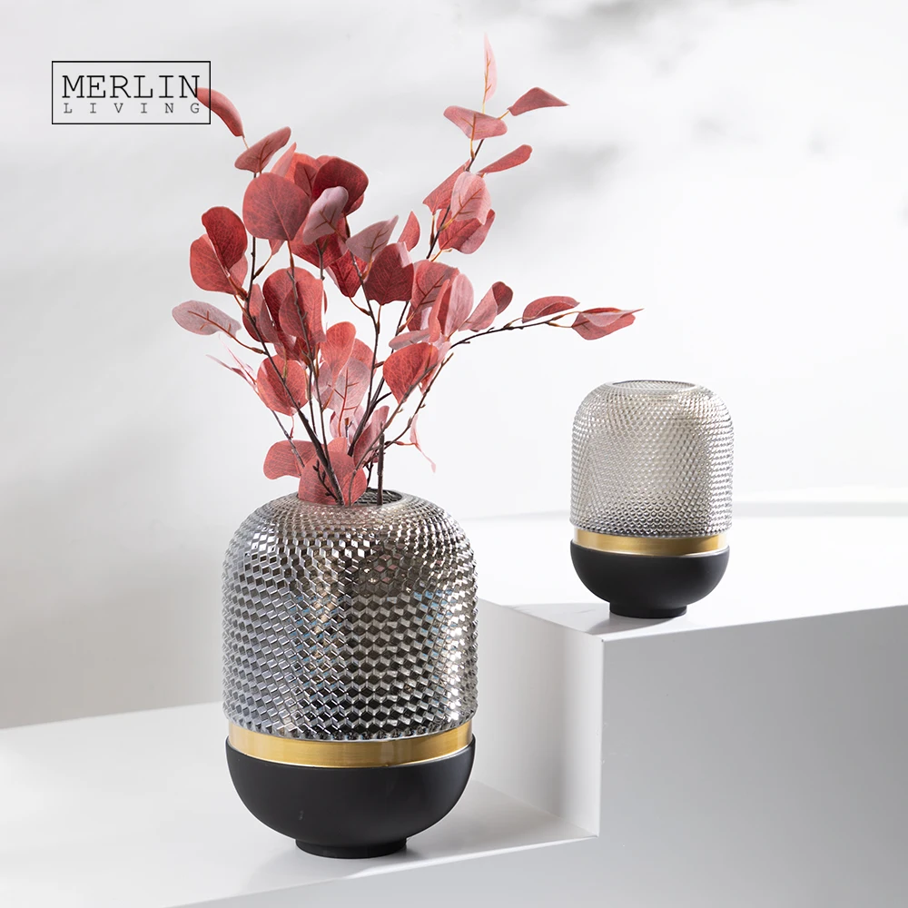 Стеклянная ваза Merlin с позолоченным покрытием Современный домашний декор Настольная Ваза для стеклянной