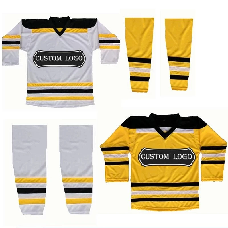custom sublimated ice hockey wear polyester hockey jersey +socks two pieces sets training team uniforms