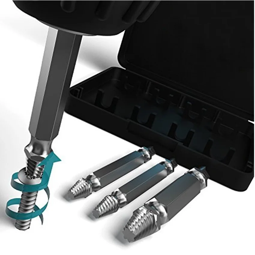 Hot Selling 4pcs Remover Screw Extractor Drill Bit Guide Kit Hand Tools Accessories Screw Extractors
