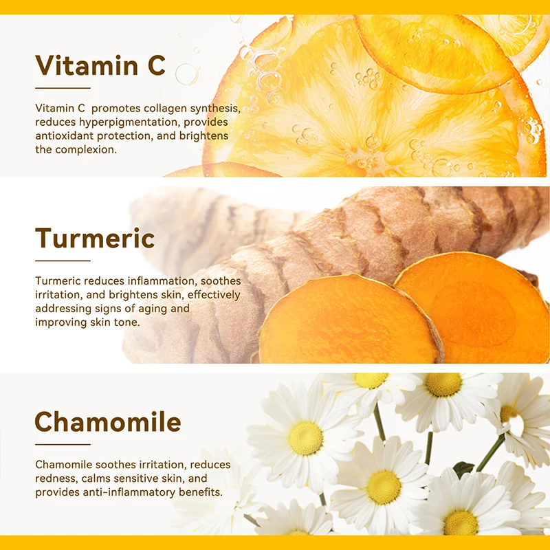 Custom Whitening Skin Care Set Private Label Organic Vitamin C & Turmeric Skin Care Set Turmeric Scrub Face Wash For Oil Control